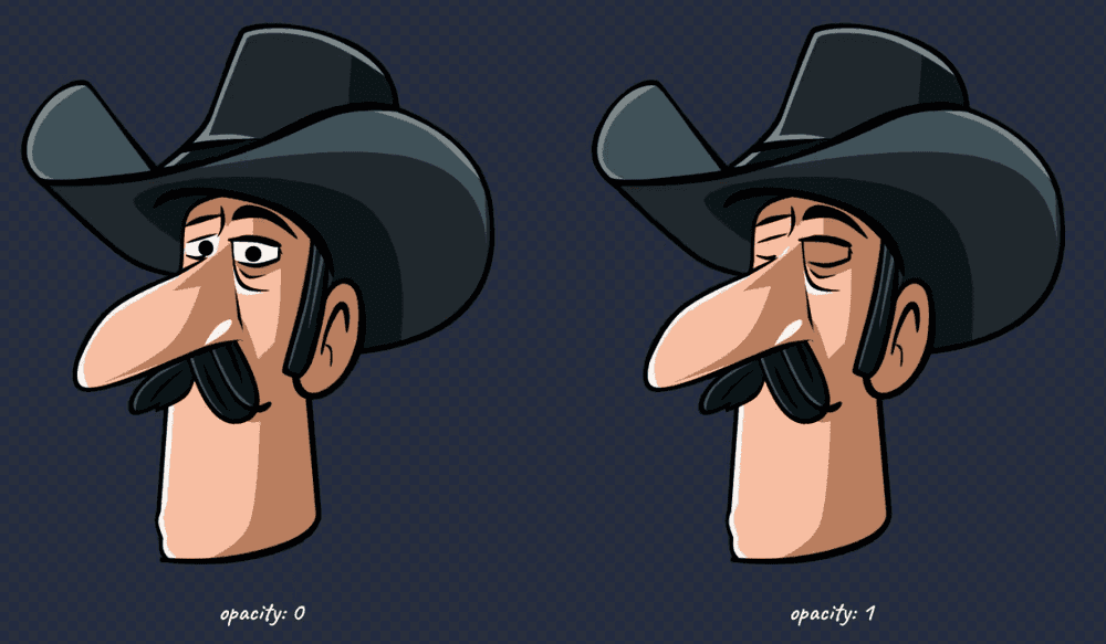 Эффект моргания через анимацию прозрачности век