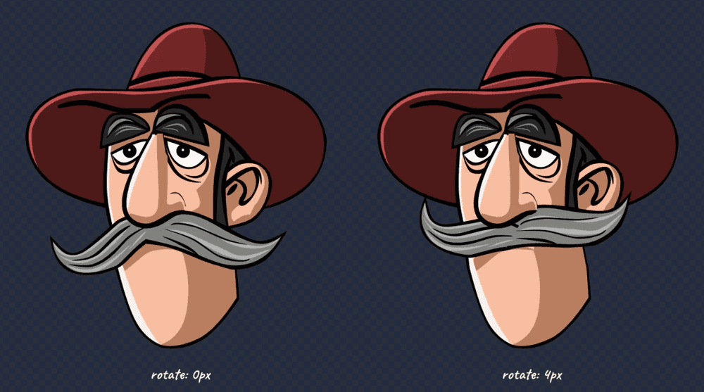 Эффект дрожания через анимацию перемещения усов