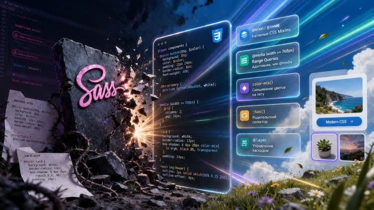CSS Mixins нативно и ещё 4 фичи которые убивают Sass в 2026 году